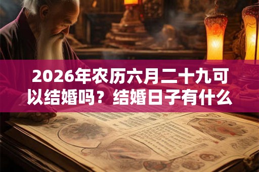 2026年农历六月二十九可以结婚吗？结婚日子有什么讲究？