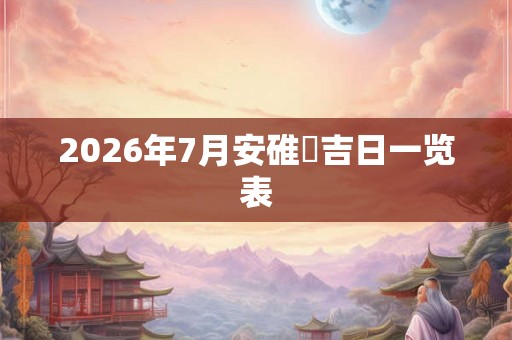 2026年7月安碓硙吉日一览表