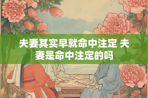 夫妻其实早就命中注定 夫妻是命中注定的吗 夫妻其实早就命中注定 夫妻是命中注定的吗