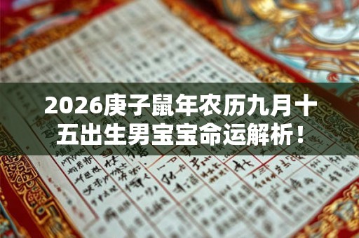 2026庚子鼠年农历九月十五出生男宝宝命运解析! 2026庚子鼠年农历九月十五出生男宝宝命运解析!