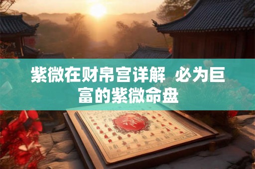 紫微在财帛宫详解  必为巨富的紫微命盘
