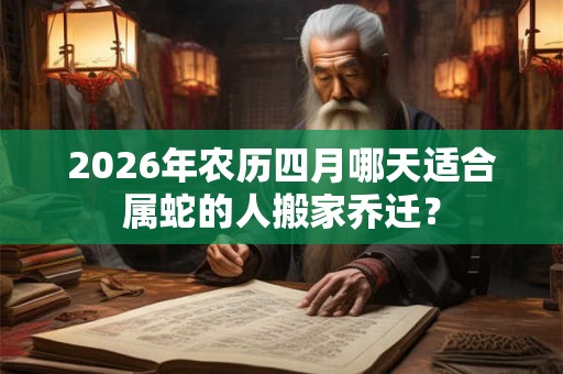 2026年农历四月哪天适合属蛇的人搬家乔迁？