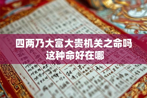 四两乃大富大贵机关之命吗 这种命好在哪