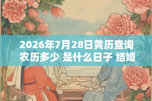 2026年7月28日黄历查询 农历多少 是什么日子 结婚吉时
