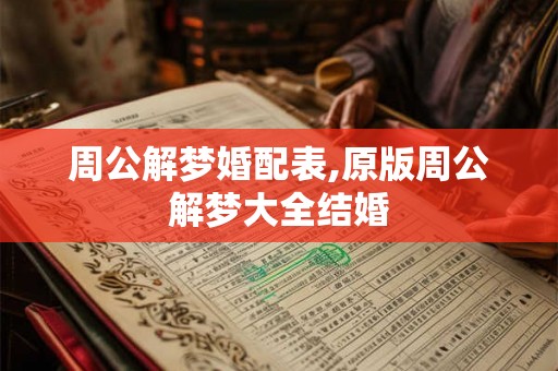 周公解梦婚配表,原版周公解梦大全结婚