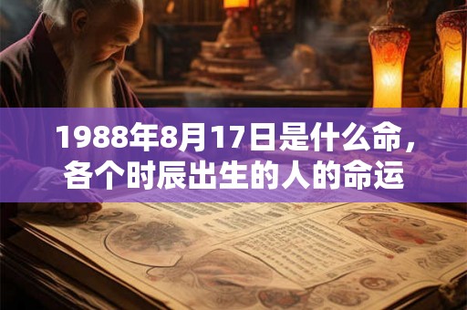 1988年8月17日是什么命，各个时辰出生的人的命运