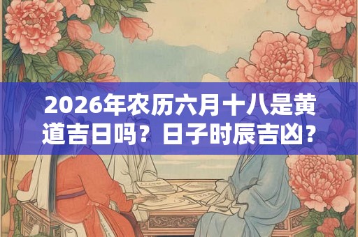 2026年农历六月十八是黄道吉日吗？日子时辰吉凶？