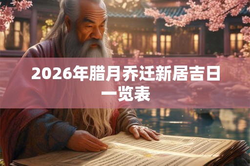 2026年腊月乔迁新居吉日一览表