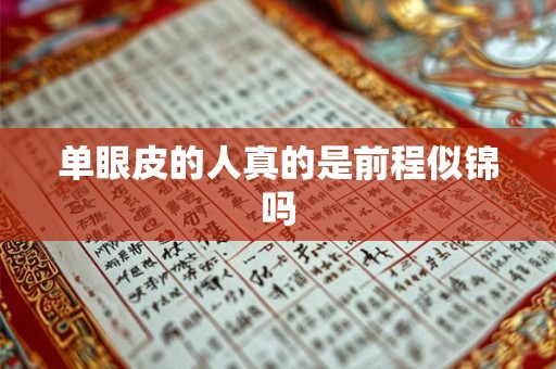 单眼皮的人真的是前程似锦吗