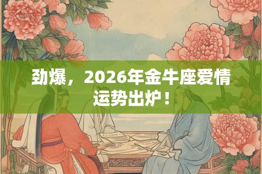 劲爆，2026年金牛座爱情运势出炉！