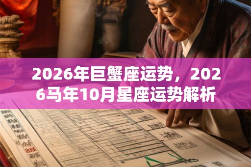 2026年巨蟹座运势，2026马年10月星座运势解析