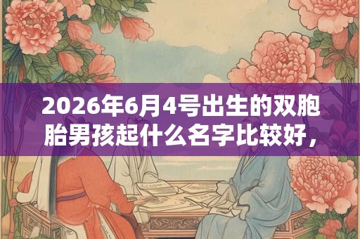 2026年6月4号出生的双胞胎男孩起什么名字比较好,五行属什么 2026年6月4号出生的双胞胎男孩起什么名字比较好,五行属什么