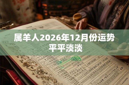 属羊人2026年12月份运势 平平淡淡