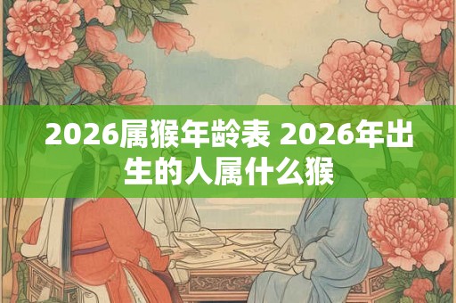 2026属猴年龄表 2026年出生的人属什么猴
