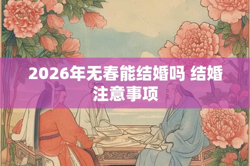 2026年无春能结婚吗 结婚注意事项