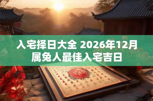 入宅择日大全 2026年12月属兔人最佳入宅吉日