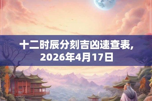 十二时辰分刻吉凶速查表,2026年4月17日