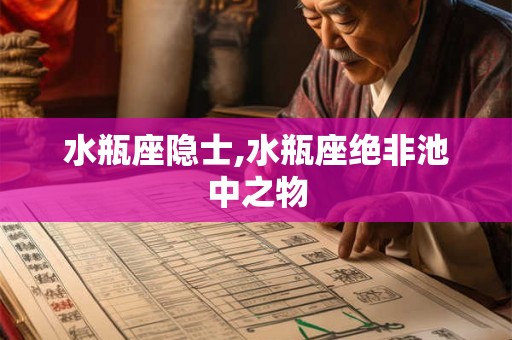 水瓶座隐士,水瓶座绝非池中之物