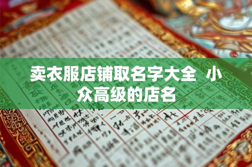 卖衣服店铺取名字大全 小众高级的店名 卖衣服店铺取名字大全 小众高级的店名