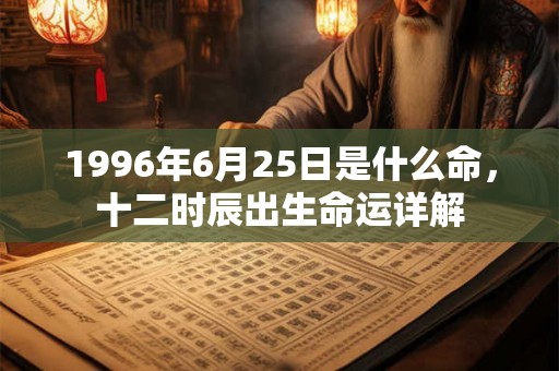1996年6月25日是什么命，十二时辰出生命运详解
