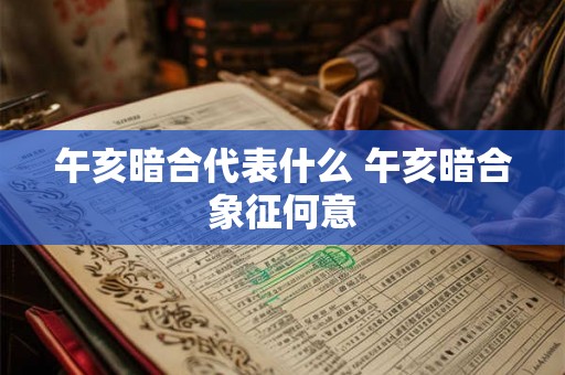 午亥暗合代表什么 午亥暗合象征何意