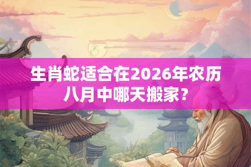 生肖蛇适合在2026年农历八月中哪天搬家？