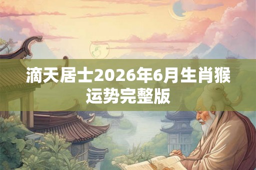 滴天居士2026年6月生肖猴运势完整版
