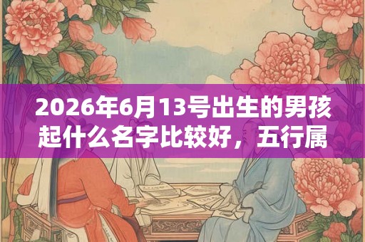 2026年6月13号出生的男孩起什么名字比较好，五行属什么