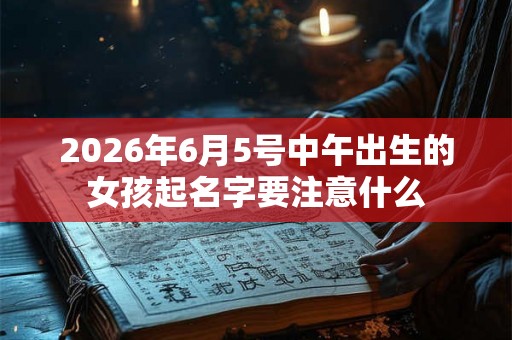 2026年6月5号中午出生的女孩起名字要注意什么
