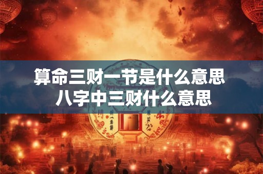 算命三财一节是什么意思  八字中三财什么意思