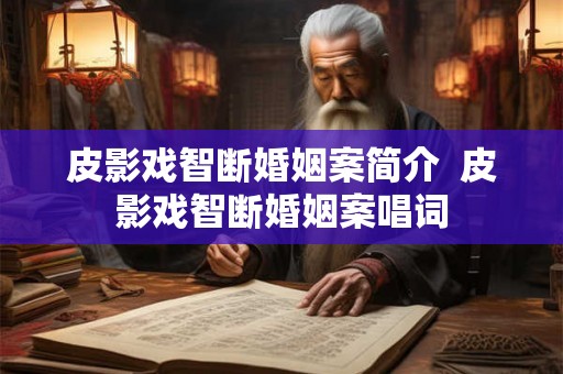 皮影戏智断婚姻案简介  皮影戏智断婚姻案唱词