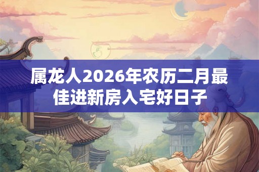 属龙人2026年农历二月最佳进新房入宅好日子
