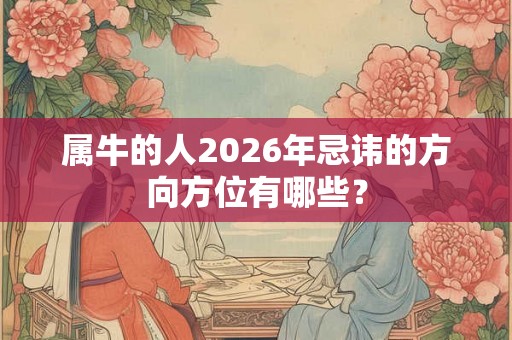 属牛的人2026年忌讳的方向方位有哪些？