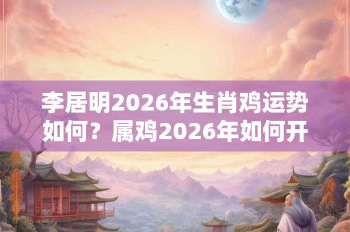 李居明2026年生肖鸡运势如何？属鸡2026年如何开运？