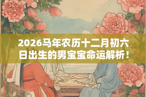 2026马年农历十二月初六日出生的男宝宝命运解析！