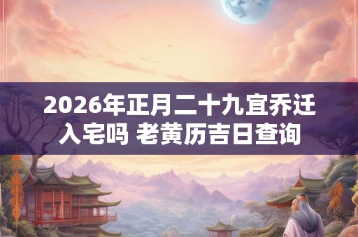 2026年正月二十九宜乔迁入宅吗 老黄历吉日查询