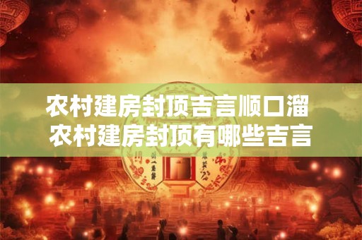 农村建房封顶吉言顺口溜 农村建房封顶有哪些吉言