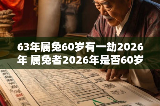 63年属兔60岁有一劫2026年 属兔者2026年是否60岁有劫