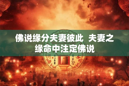 佛说缘分夫妻彼此  夫妻之缘命中注定佛说