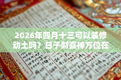 2026年四月十三可以装修动土吗？日子财喜神方位在哪？