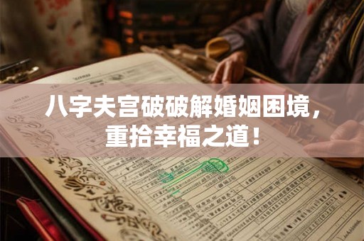 八字夫宫破破解婚姻困境,重拾幸福之道! 八字夫宫破破解婚姻困境,重拾幸福之道!