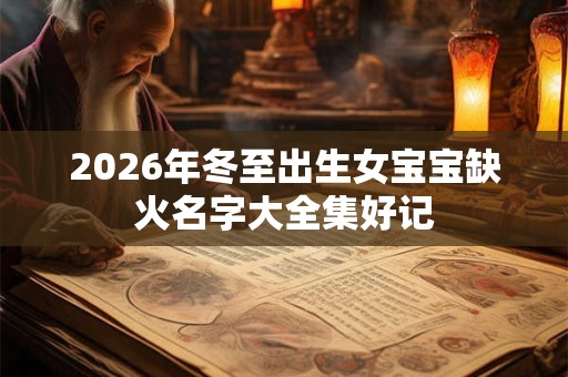 2026年冬至出生女宝宝缺火名字大全集好记