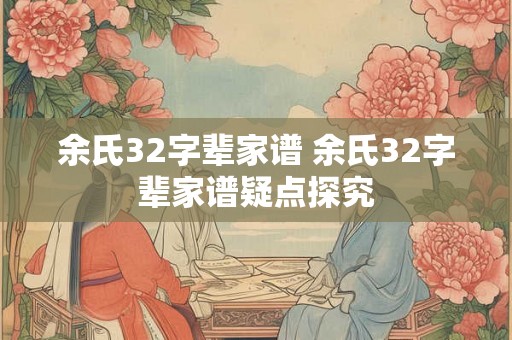 余氏32字辈家谱 余氏32字辈家谱疑点探究
