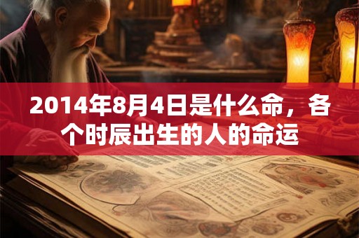 2014年8月4日是什么命，各个时辰出生的人的命运
