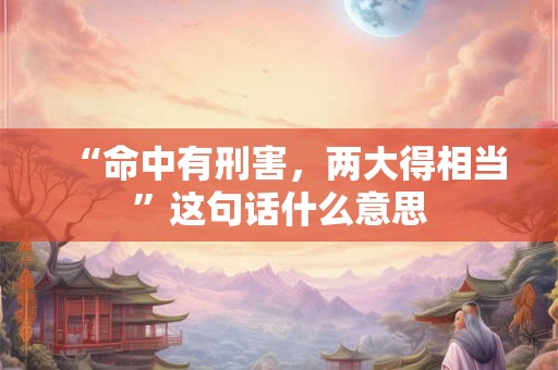 “命中有刑害,两大得相当”这句话什么意思 “命中有刑害,两大得相当”这句话什么意思