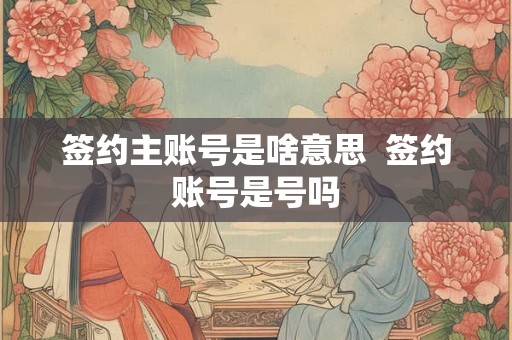 签约主账号是啥意思  签约账号是号吗