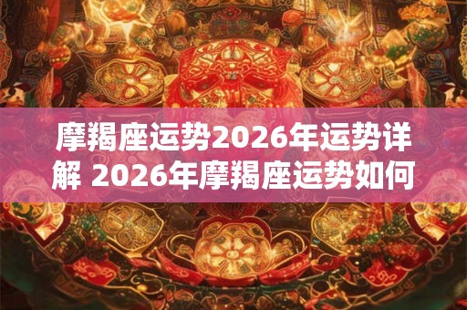 摩羯座运势2026年运势详解 2026年摩羯座运势如何