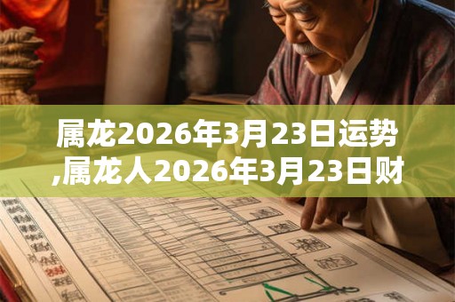 属龙2026年3月23日运势,属龙人2026年3月23日财运,生肖龙2026年3月23日运势 属龙2026年3月23日运势,属龙人2026年3月23日财运,生肖龙2026年3月23日运势