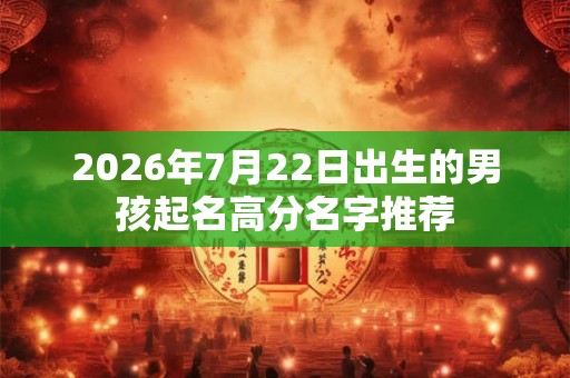2026年7月22日出生的男孩起名高分名字推荐