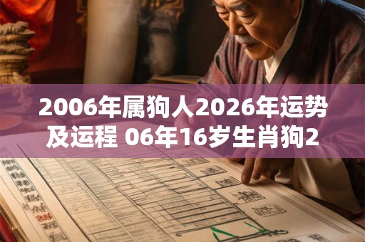 2006年属狗人2026年运势及运程 06年16岁生肖狗2026年运势